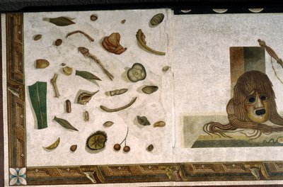 Asarotos (Sol non balayé) Fragments de mosaïque signés par Harakliton de Rome, IIe siècle après J.-C., Rome - Roman