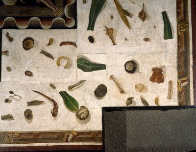 « Asarotos » (Sol non balayé) Fragments de mosaïque signés par Harakliton de Rome, 2e siècle après J.-C. - Roman