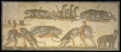 Bataille entre gladiateurs et félins, 320 après J.-C. - Roman