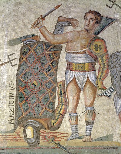 Bataille entre gladiateurs, détail d
