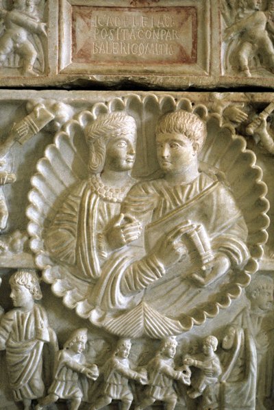 Art chrétien 313 après J.-C. : Adélphia et Valerio. Sarcophage d