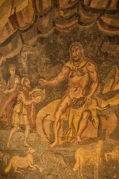 Mosaïque de sol de Cyclope, Villa Romana del Casale, Piazza Armerina, Sicile, Italie - Roman