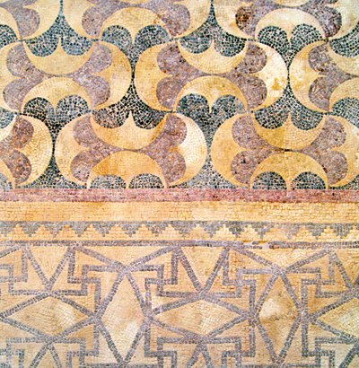 (détail) de carrelage géométrique, Maison de Thésée, Paphos, Chypre mosaïque - Roman