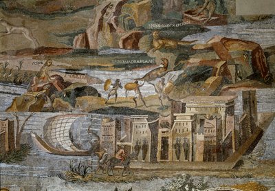 Détail de la mosaïque nilotique de Preneste (Palestrina) du sanctuaire de la déesse Fortune Primigenia, 80 av. J.-C. - Roman