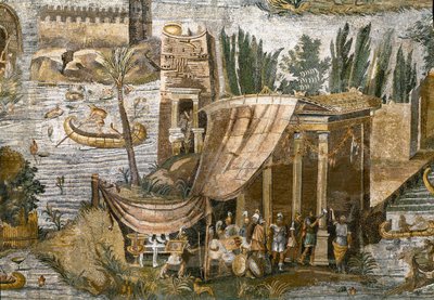 (détail) Mosaïque nilotique de Preneste (Palestrina) du sanctuaire de la déesse Fortune Primigenia, 80 av. J.-C. - Roman