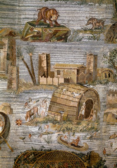 Détail de la mosaïque nilotique de Préneste (Palestrina) du sanctuaire de la déesse Fortune Primigenia, 80 av. J.-C. - Roman