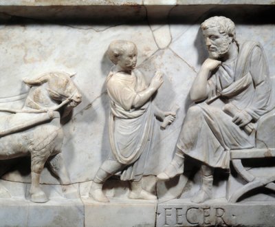 Fragment du sarcophage de Marcus Cornelius Statius Vers 150 ap. J.-C. - Détail d