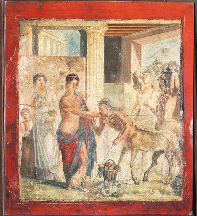 Fresque représentant un centaure au mariage de Pirithoos et Hippodamie de Pompéi, Italie - Roman