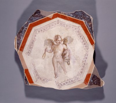 Fresque de Cupidon tenant deux bâtons et un seau - Roman