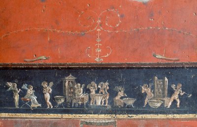 Frise représentant des cupidons, Maison des Vettii, Pompéi (Liste du patrimoine mondial de l
