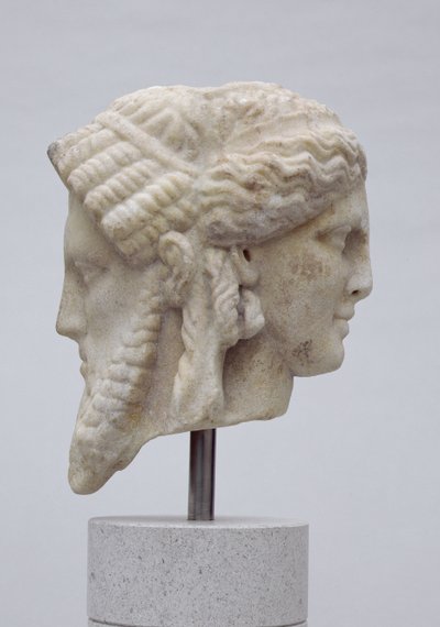 Tête janiforme, probablement de Dionysos et Apollon, c.30-50 après J.-C. - Roman