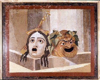 Masque du Théâtre Romain. Mosaïque du 2ème siècle après J.-C. Des Thermes de Decius sur l
