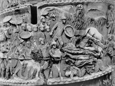 Pluie miraculeuse, détail de la colonne de Marc Aurèle, 180-196 après J.-C. - Roman