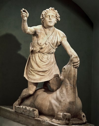 Marbre pentélique de Mithra tuant le taureau, signé par Kriton d