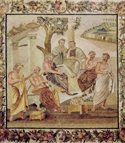 Platon conversant avec ses élèves, de la Maison de T. Siminius, Pompéi (mosaïque) - Roman