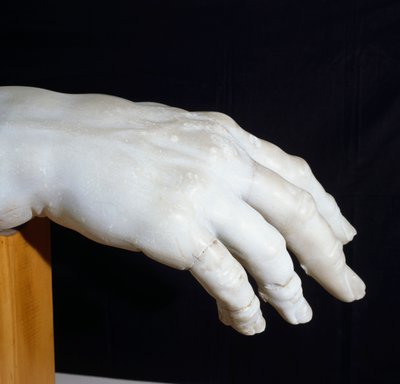Main droite de Polyphème, fragment du groupe de Polyphème, ou Ulysse aveuglant Polyphème, sculpture en marbre par Agesander, Athénodore et Polydore, copie de l