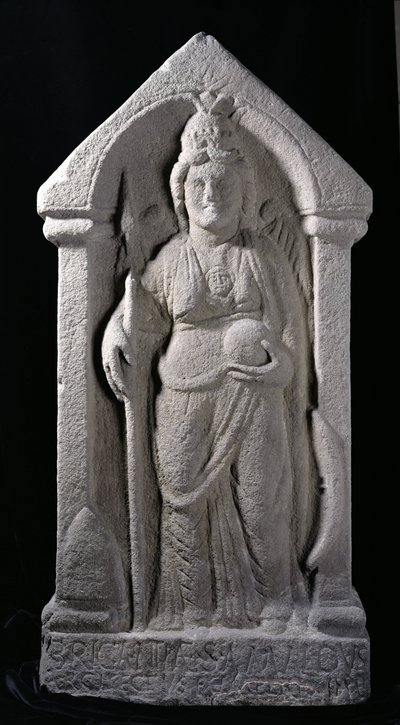 Sculpture en relief représentant Brigantia, une déesse native britannique, comme une déesse romaine, de Birrens, Middlebie, Dumfriesshire - Roman