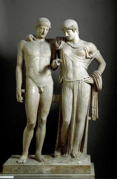 Art romain : « Oreste et Électre ». Sculpture en marbre de Pozzuoli. 1er siècle après J.-C. Musée archéologique national, Naples - Roman