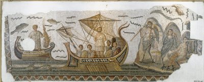 Antiquité romaine : Ulysse sur son bateau résiste au chant des Sirènes - Roman