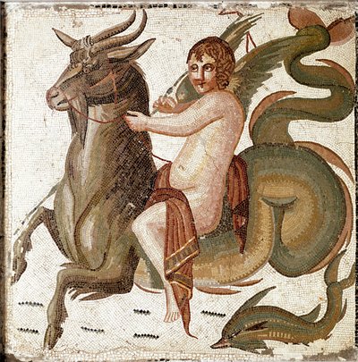 Art romain : Cupidon chevauchant une créature marine - Roman