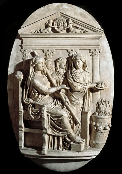 Art romain : une scène de sacrifice à Vesta (Hestia) de la Villa Albani - Roman