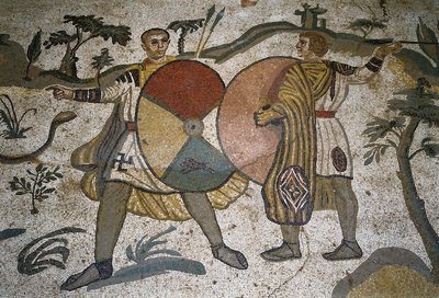 Art romain : détail de la mosaïque La grande chasse - Roman