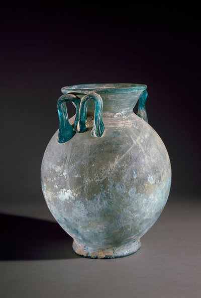 Art romain : vase en verre avec anse - Roman