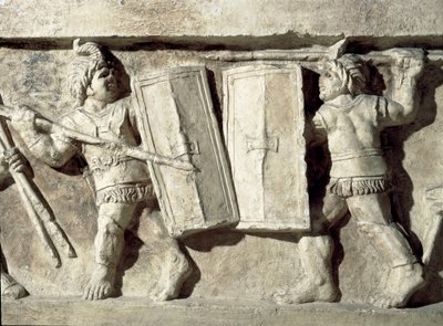 Bas-relief représentant une bataille de gladiateurs - Roman