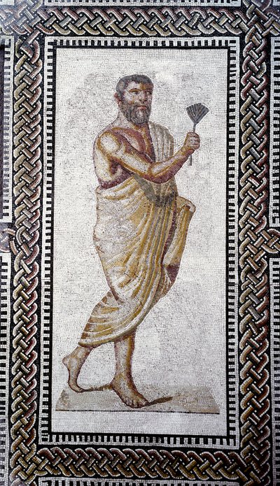 Homme avec un toit. Mosaïque de sol des Thermes de Caracalla. 212 après J.-C. Rome, Museo Nazionale Romano - Roman