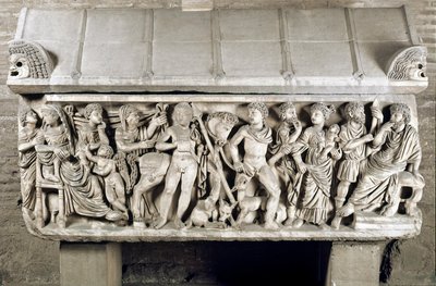 Art romain : sarcophage décoré d