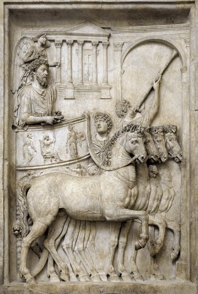 Empereur romain Marc Aurèle sur son char triomphal, 2e siècle - Roman