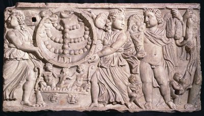 Sarcophage de saison avec menorah - Roman