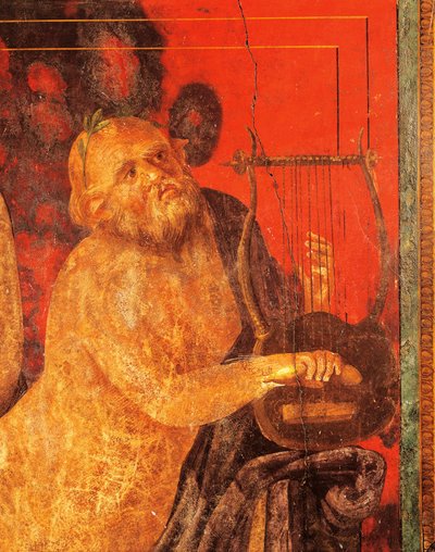Silenus jouant de la lyre, fresque de la Villa des Mystères, Pompéi, Campanie, Civilisation Romaine - Roman