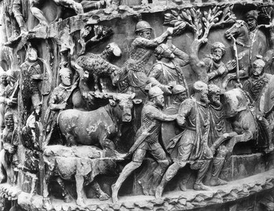 Transport des prisonniers allemands et des dépouilles de guerre, détail de la colonne de Marc Aurèle (colonna Antonina) - Roman