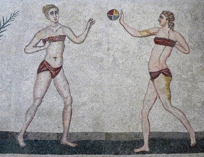 Jeunes femmes en bikini, Villa Romana del Casale, Sicile, 315-350 après J.-C. (mosaïque) - Roman