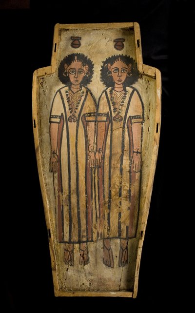 Base de cercueil anthropoïde, Haute-Égypte, Thèbes, période romaine tardive, vers 175-200 après J.-C. (bois plâtré et peint) - Roman Period Egyptian