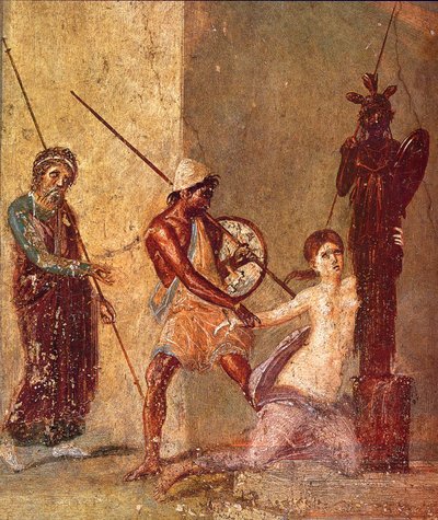 Ajax le Petit traîne Cassandra loin du Xoanon, 1ère moitié du 1er siècle après J.-C. - Roman Pompeian wall painting
