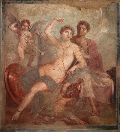Mars et Vénus, 1ère moitié du 1er siècle après J.-C. - Roman Pompeian wall painting.