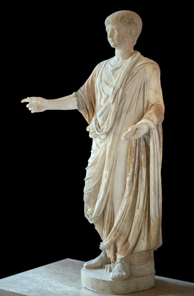 Art romain Enfant vêtu de la toge et portant la bulle (bulla), la tête est celle de Néron enfant - Roman Roman