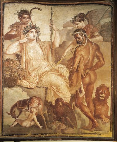 Fresque représentant Hercule trouvant son fils Télèphe en Arcadie, de la Basilique d