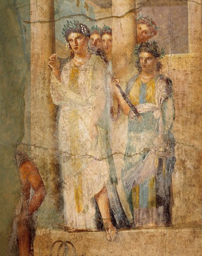 Fresque représentant Iphigénie en Tauride, Détail des servantes, de la Maison de L. Caecilius Giocondus à Pompéi, Italie - Roman Roman