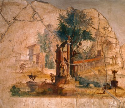 Fresque représentant un paysage, de la Villa d