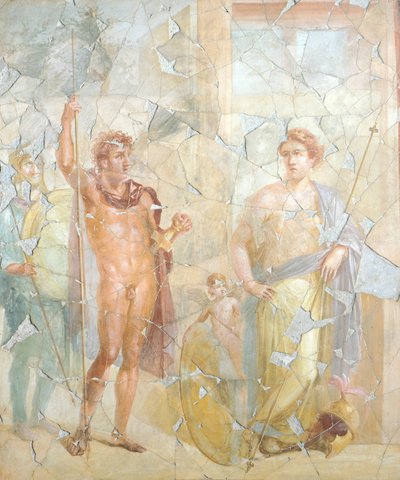 Fresque représentant un sujet mythologique, Maison de Fabius Rufus, Pompéi, Campanie, Civilisation romaine - Roman Roman