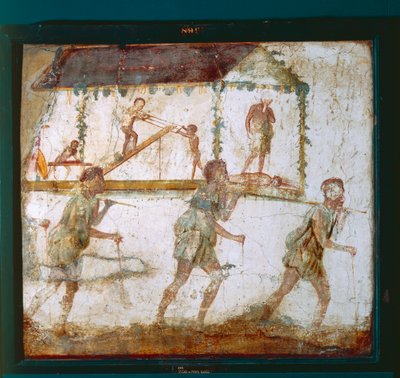 Fresque représentant une procession de charpentiers, Atelier de charpentiers à Pompéi - Roman Roman