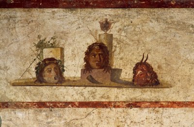 Fresque représentant trois têtes, Maison de Caius Julius Polybius, Pompéi (Liste du patrimoine mondial de l