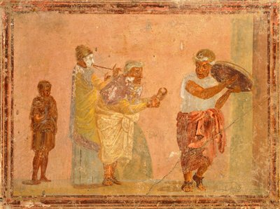 Fresque représentant des musiciens itinérants, de Pompéi, Campanie, Civilisation romaine - Roman Roman