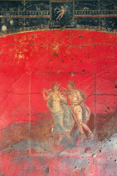 Fresque près de la maison des Vettii représentant deux personnages mythologiques, Pompéi (site du patrimoine mondial de l