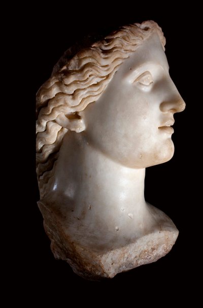 Tête de la déesse Junon - Sculpture en marbre blanc, période romaine, Banasa (Maroc) - Musée d