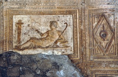 Herculanum - bas-relief : allongement des personnages, détail de décoration - art romain - Roman Roman