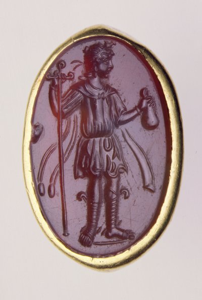 Intaille sertie dans une bague en or représentant une jeune figure masculine, 2ème siècle avant JC - Roman Roman